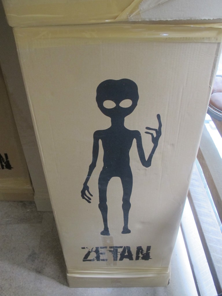 A packaged Zetan, an alien figure built around reported alien sightings